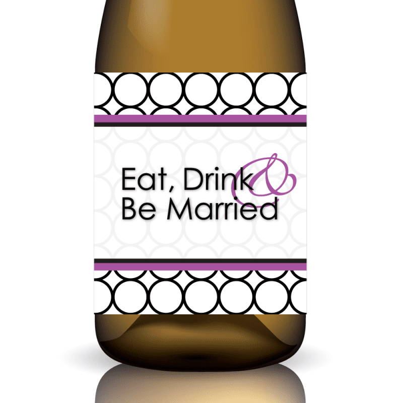 Eat, Drink & Be Married – Wedding/Engagement Wine Label PDF Download in Purple - Image 2