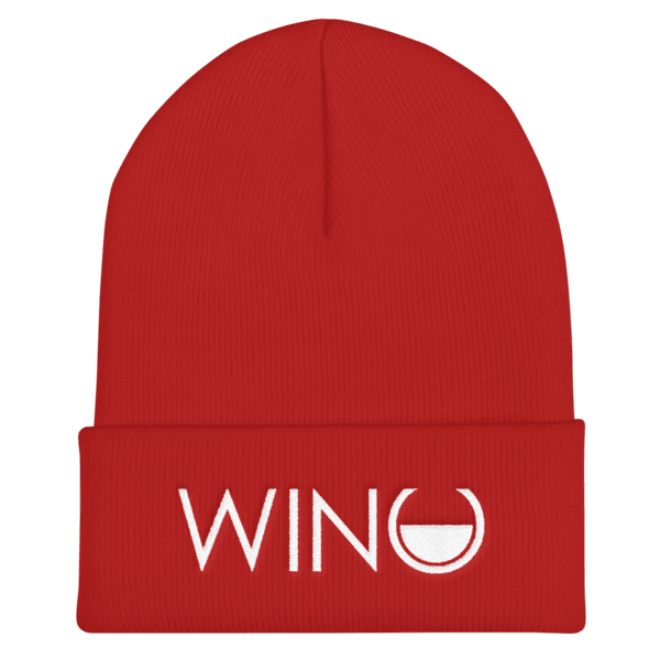 Wino Logo Graphic – Embroidered Cuffed Beanie (in red) – Winos Only
