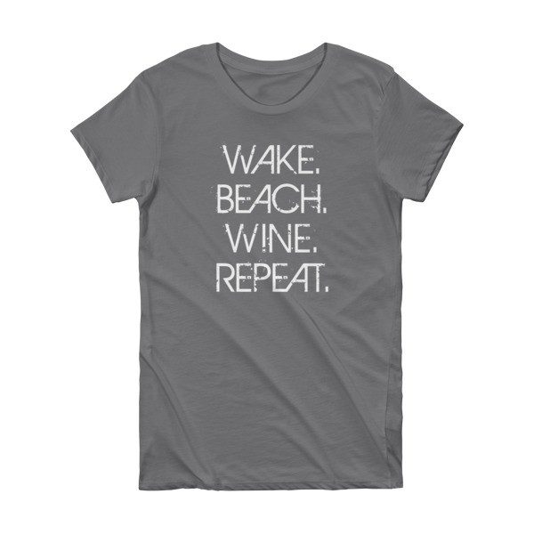 wake, beach, wine, repeat gray t-shirt