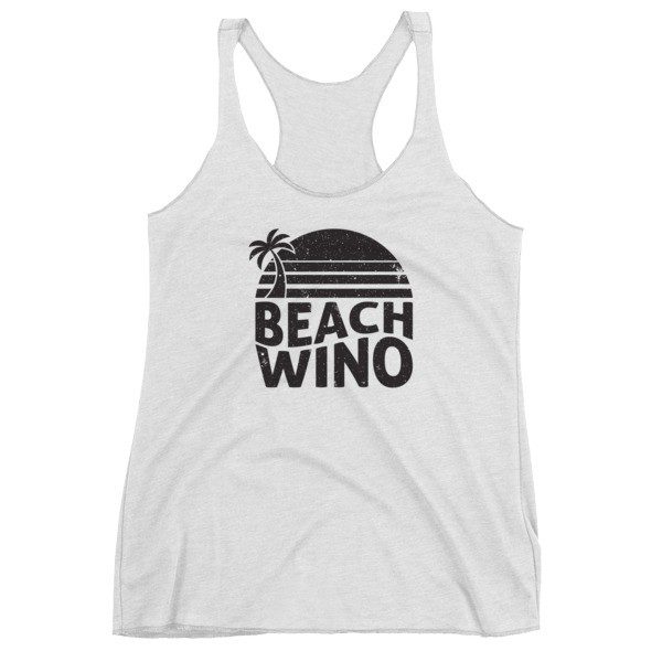beach wino white racerback tank top